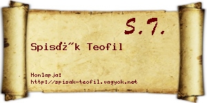 Spisák Teofil névjegykártya